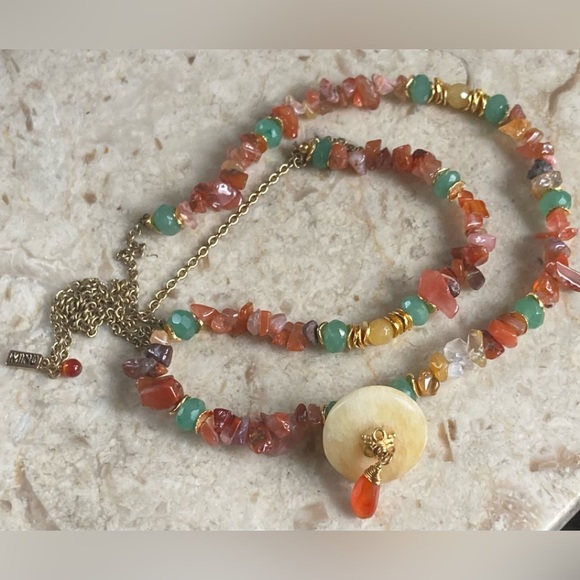 Minu Natural Stone & Pendant, Gold Tone, Necklace - Picture 4 of 7